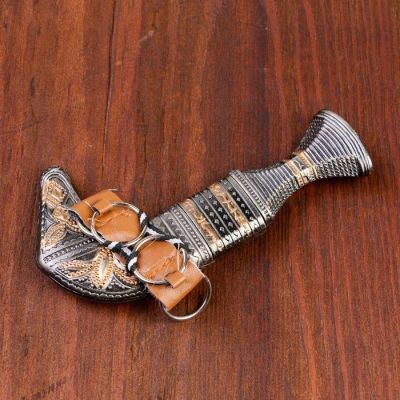 Сувенирный нож, ножны с оковками узорными, рукоять с поясом 15 см (8,5 см лезвие )