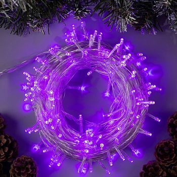 Гирлянда «Нить» 20 м, IP20, прозрачная нить, 200 LED, свечение фиолетовое, 8 режимов, 220 В