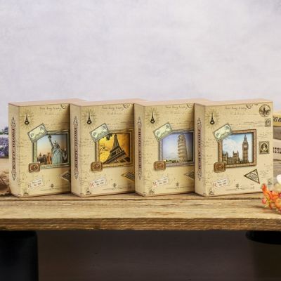 Фотоальбом на 40 фото 10х15 см "Башня" золот.обводка в коробке МИКС 17х14х4,5 см