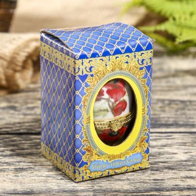 Шкатулка яйцо "Маки на белом" 8 см