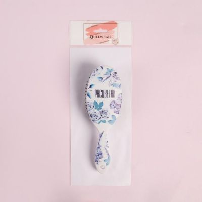 Расчёска массажная, 7 × 22 см, цвет синий/белый