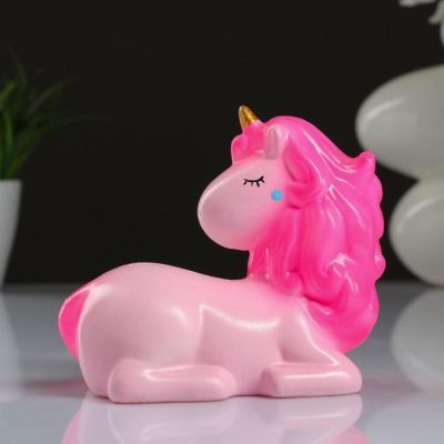 Копилка "Единорог лежит №2" розовый 13см