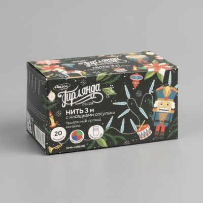 Гирлянда «Нить» 3 м с насадками «Сосульки 7,5 см», IP20, прозрачная нить, 20 LED, свечение мульти (RG/RB), мигание, USB