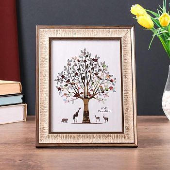 Фоторамка пластик 15х20 см "Жатая бумага" песочная с золотым обрамлением 24х19 см