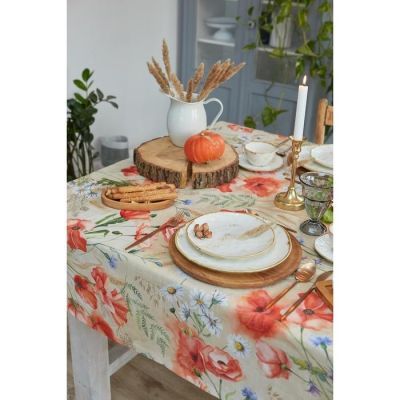 Скатерть "Этель" Маки 220х147 см, 100% хл, рогожка 160 гр/м2