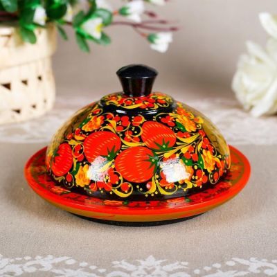 Маслёнка «Ягодка», 18×18×9 см, хохлома