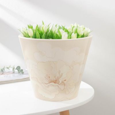 Кашпо для цветов со вставкой «Нежность», 5 л, цвет кремовый