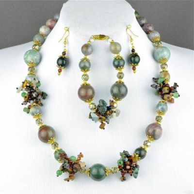 Авторский комплект Яшма, сардоникс "Изида" арт. ДЕВ-1269