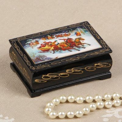 Шкатулка «Деревенские гуляния», 6×9 см, лаковая миниатюра