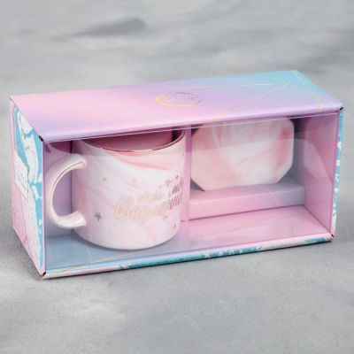 Кружка с подставкой «Ты моя вселенная», 350 мл, Ø 9 см