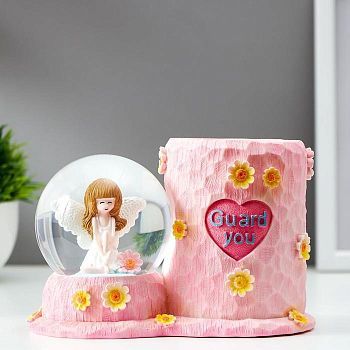 Сувенир полистоун водяной шар свет/для ручек "Ангел-фея" d=8 см МИКС 11,6х17,4х11,6 см