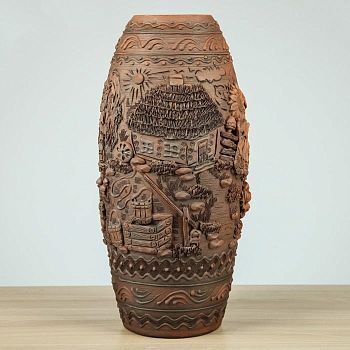 Ваза настольная "Деревня", лепка, 37 см, микс