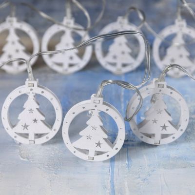 Гирлянда «Нить» 2 м с насадками «Ёлка», IP20, прозрачная нить, 10 LED, свечение тёплое белое, AAх2