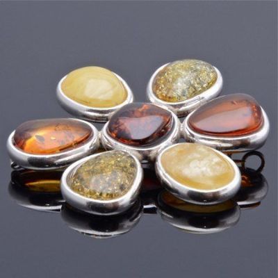 Брошь-кулон Янтарь "Ромашковое лето" арт.ЯК-1486