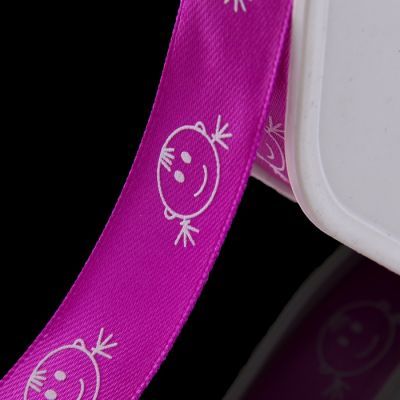 Лента атласная "Девочка", фуксия