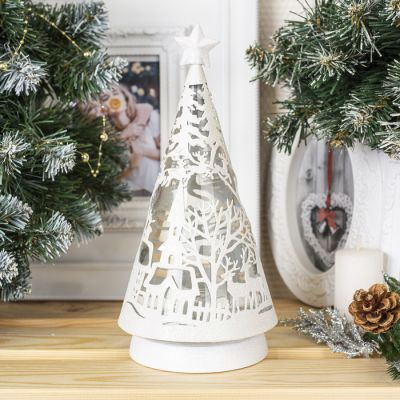 Светодиодная фигура «Ёлка с оленями» 13 × 31 × 13 см, пластик, батарейки АААх3 (не в комплекте), свечение тёплое белое