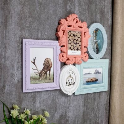 Фоторамка пластик на 5 фото 8х10, 9х13, 10х15, 13х18 см "Богема" цветная 41х49 см