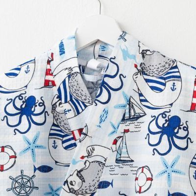 Халат мужской Этель "Капитан" рукав 3/4, р.54-56, вафля 200г/м2, 100% хл