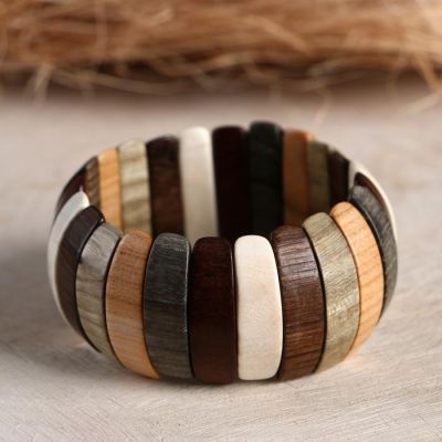 Браслет «Астра», дерево, микс