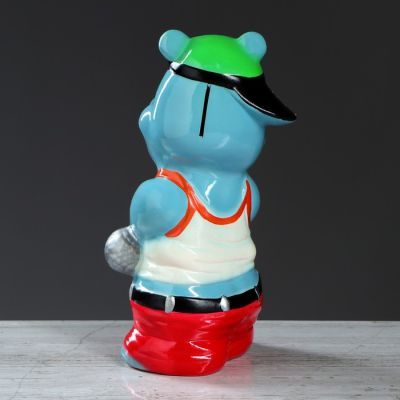 Копилка "Бегемот-рэпер", глянец, разноцветная, 27 см