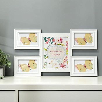 Фоторамка пластик на 5 фото 10х15, 20х25 см "Коллаж" белая 62х35,5х2,5 см