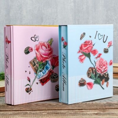 Фотоальбом на 200 фото 13х18 см "Розы и шоколад" в коробке, блёстки МИКС 29,5х23,5х5,5 см