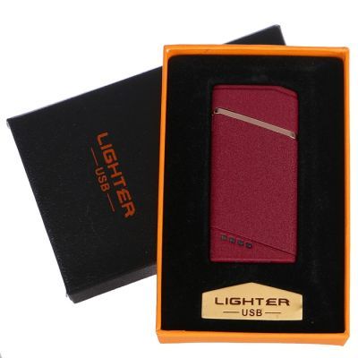 Зажигалка электронная в подарочной коробке, USB, спираль, лиловая матовая, 7.5х12 см