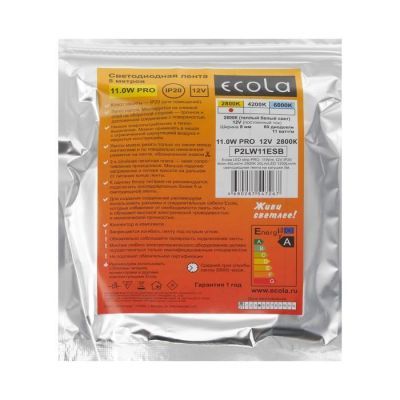 Светодиодная лента Ecola PRO 5 м, IP20, SMD5060, 60 LED/м, 11 Вт/м, 12 В, 2800К