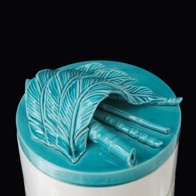 Шкатулка "Перо" бело-бирюзовая