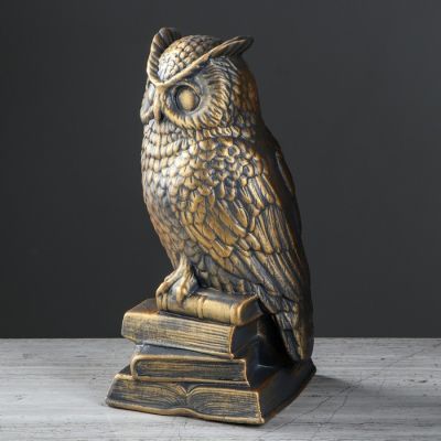Копилка "Сова на книгах", бронзовый цвет, 30 см,