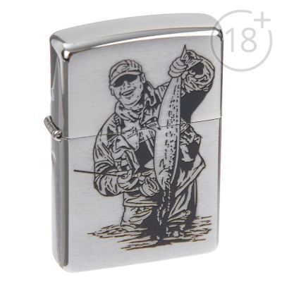 Зажигалка ZIPPO 200 Fisherman с покрытием Brushed Chrome
