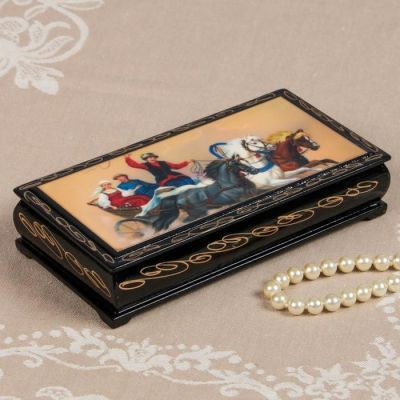 Шкатулка - купюрница «Тройки», 8,5×17см, лаковая миниатюра