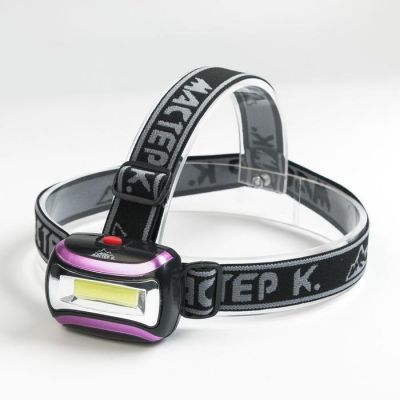 Фонарь налобный, серия: "Мастер К", 1 LED, 5 х 7 см, 3 ААА, микс