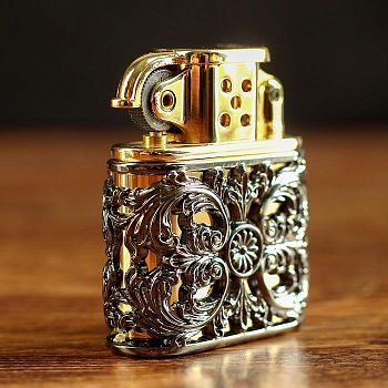 Зажигалка бензиновая «Классическая» с  ажурным объёмным узором, 1.5х4.5х5 см