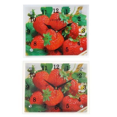 Часы настенные, серия: Кухня, "Клубника", 20х25  см, микс