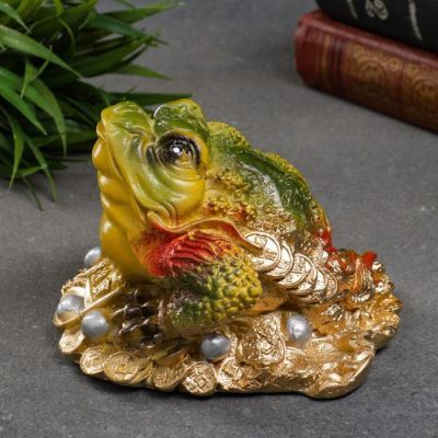 Копилка "Жаба с жемчугом" маленькая 12х9см
