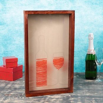 Накопитель для пробок, 48х28х5см, ХВОЯ, морёная с УФ стеклом