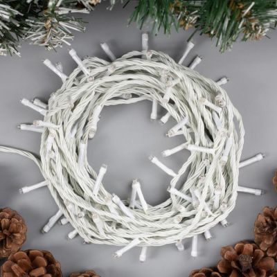 Гирлянда «Нить» 10 м, IP20, белая нить, 100 LED, свечение красное, 8 режимов, 220 В