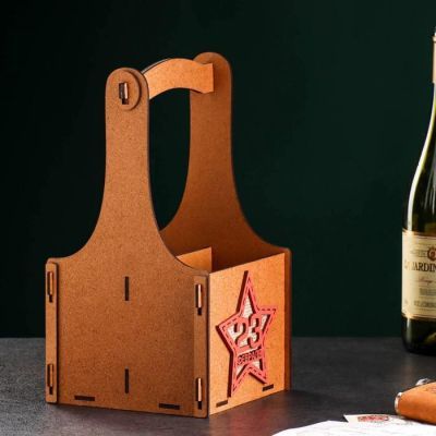 Кашпо деревянное "23 февраля. Звезда" 15,5х16,5х29 см