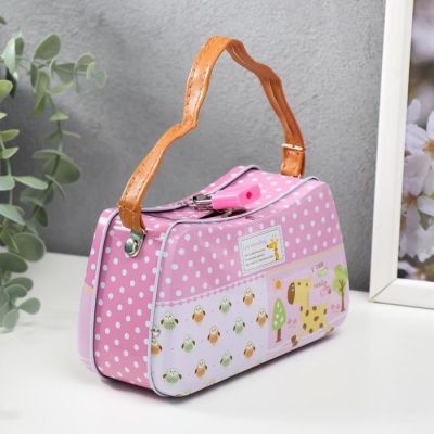 Копилка металл "Сумочка со зверятами" МИКС 8,5х14,5х6,5 см