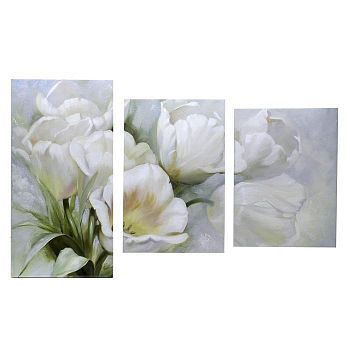 Картина модульная на подрамнике "Белые тюльпаны" 99x65 см. (33х45, 33х50, 33х65)