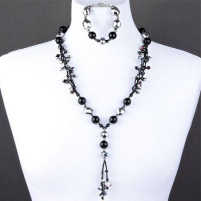 Комплект Хрусталь, Гематит, Бисер "Бездна" арт. ДЕВ-1454