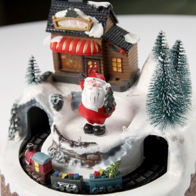 Светодиодная фигура «Поезд и Дед Мороз» 20 × 20 × 16 см, полистоун, батарейки ААх3 (не в комплекте), USB, свечение тёплый белый