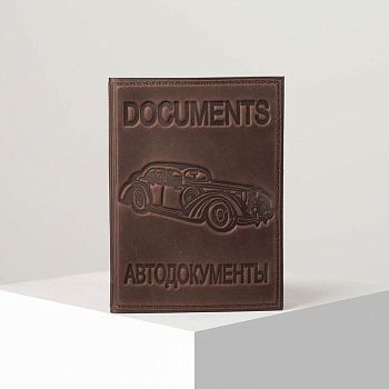 Обложка для автодокументов, с вкладышем, цвет коричневый