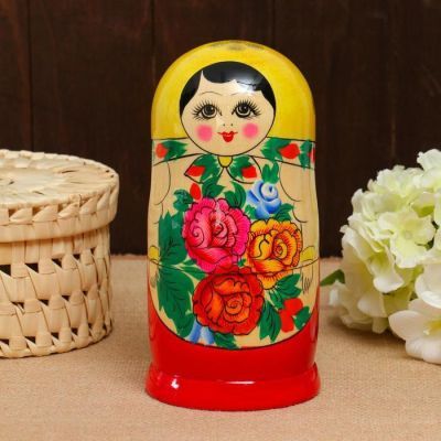 Матрёшка «Розочка», жёлтый платок, 8 кукольная, 19-22  см, ручная работа