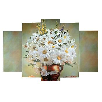 Картина модульная на подрамнике "Букет ромашек" 120х80 см (2-24х53, 2-24х70, 1-24х80)