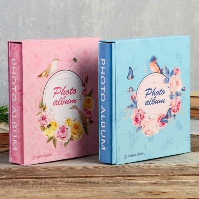 Фотоальбом на 200 фото 10х15 см "Птичьи трели и цветы" в коробке МИКС 26,5х20,7х5,5 см