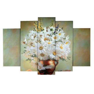 Картина модульная на подрамнике "Букет ромашек" 120х80 см (2-24х53, 2-24х70, 1-24х80)