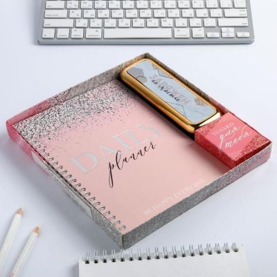 Набор ежедневник и внешний аккумулятор «Заряжен на счастье», 4500 mAh