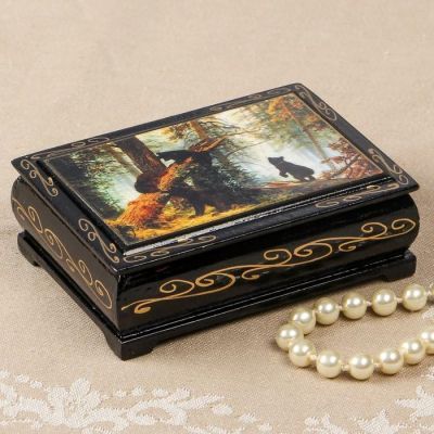 Шкатулка «Мишки», 8×10 см, лаковая миниатюра